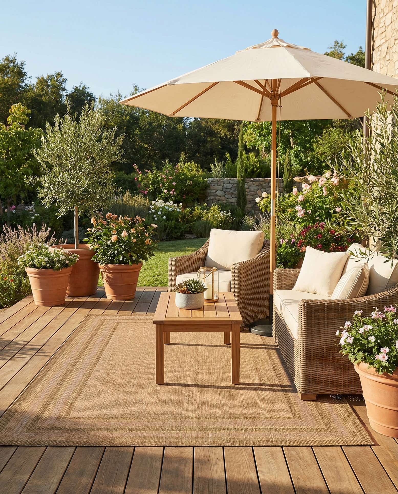 6' x 9' Easy-Clean Border Indoor / Outdoor Rug