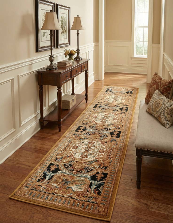 Detail image of 2' 7 x 12'  Washable Traditional Indoor / Outdoor Runner Rug