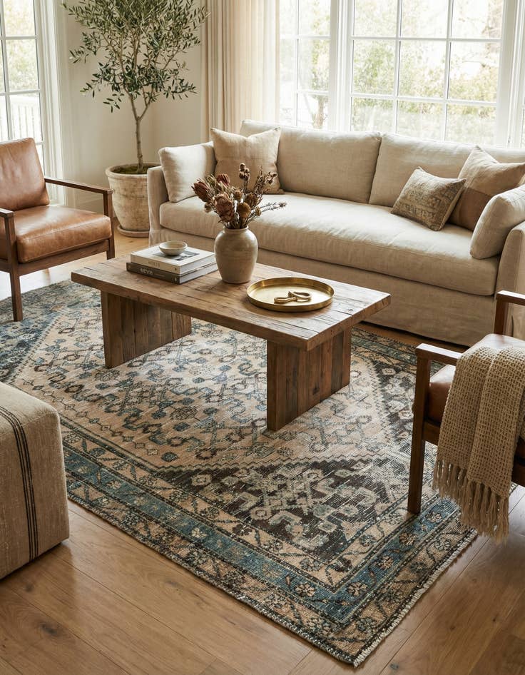 Detail image of 4' 3 x 6' 9 Hand Knotted Ultra Vintage Persian Wool Rug