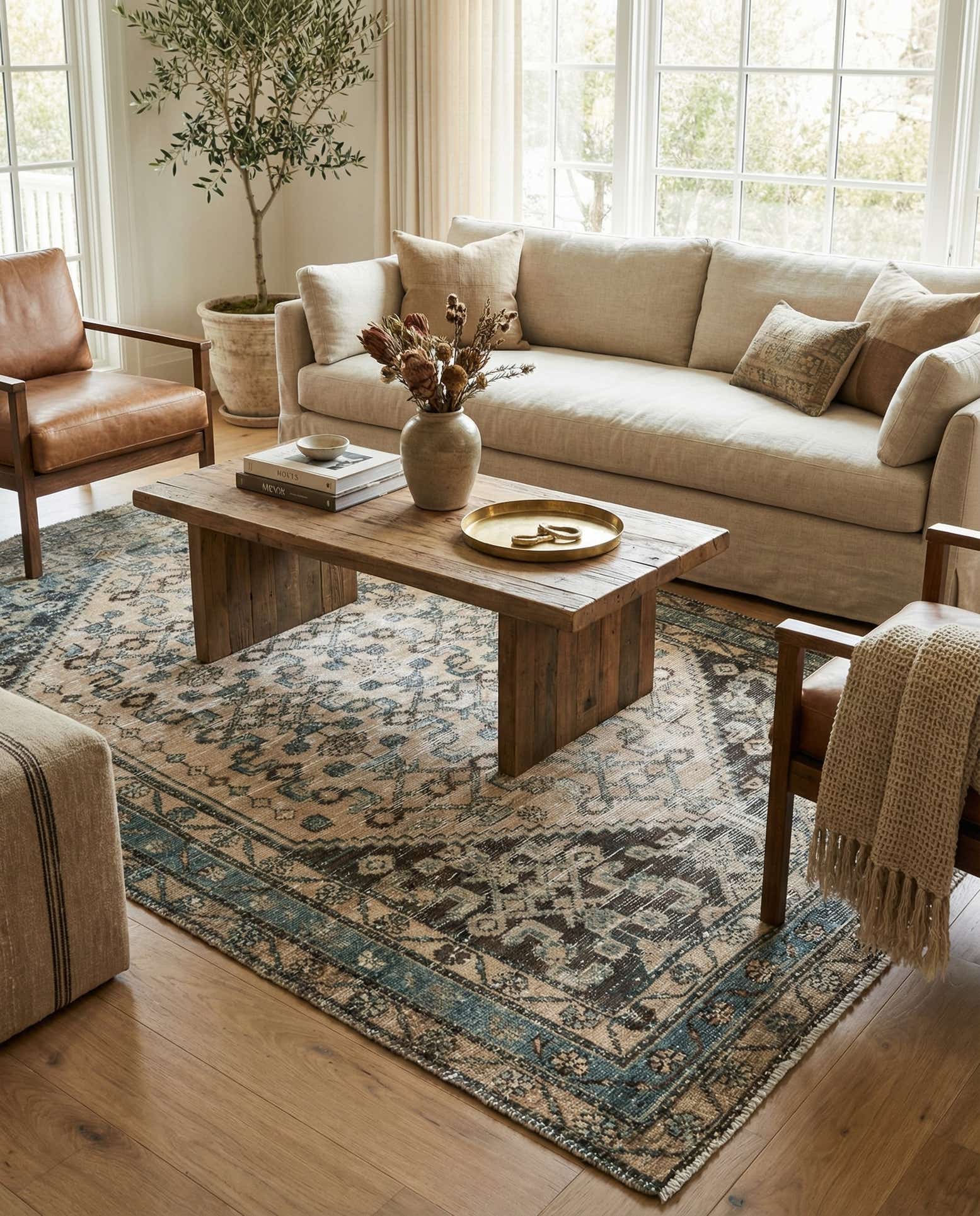 4' 3 x 6' 9 Hand Knotted Ultra Vintage Persian Wool Rug