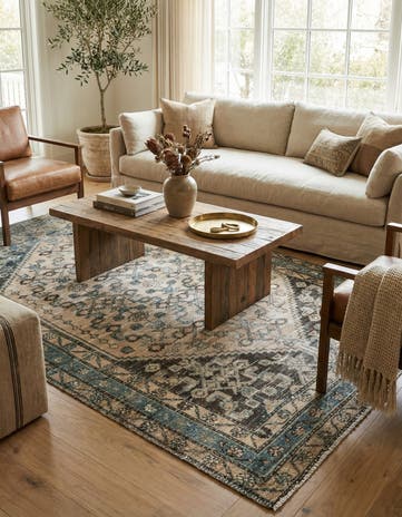 4' 3 x 6' 9 Hand Knotted Ultra Vintage Persian Wool Rug