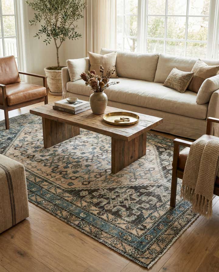4' 3 x 6' 9 Hand Knotted Ultra Vintage Persian Wool Rug