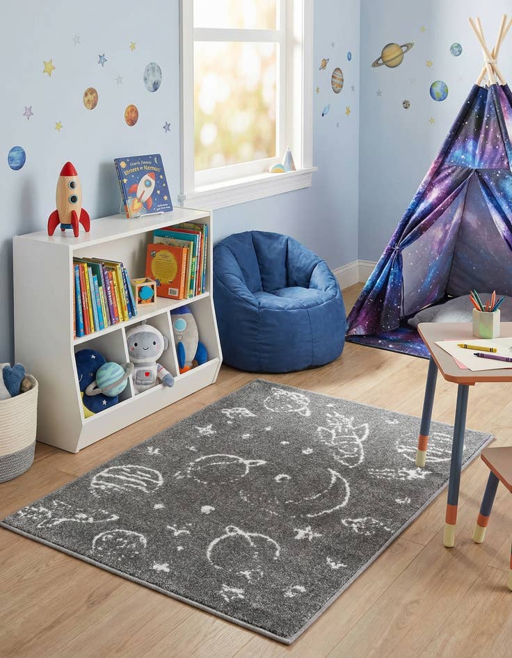 Detail image of 2' 2 x 2' 11 Planets Whimsy Kids Rug