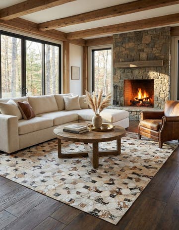 5' x 8' Cowhide Leather Rug