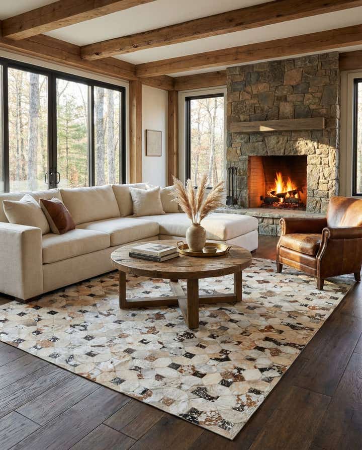 5' x 8' Cowhide Leather Rug