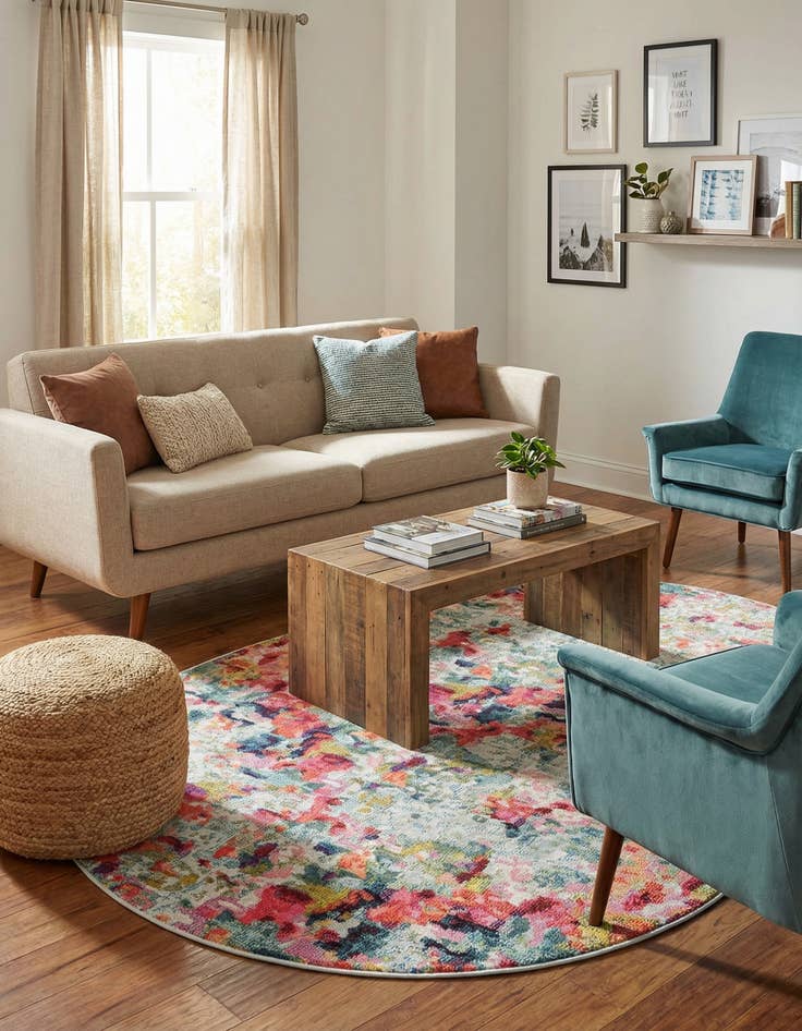 Detail image of 5' 3 x 8'  Washable Spectrum Oval Rug