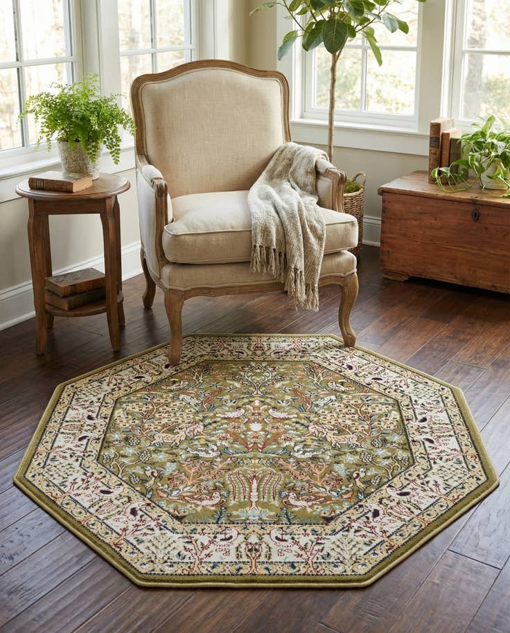 Detail image of 4' x 4' Nain Design Octagon Rug