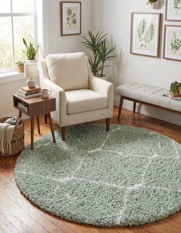 Light Green Marrakesh Shag Round Rug