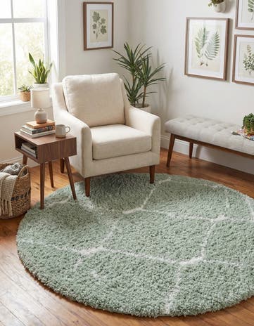 Light Green Marrakesh Shag Round Rug