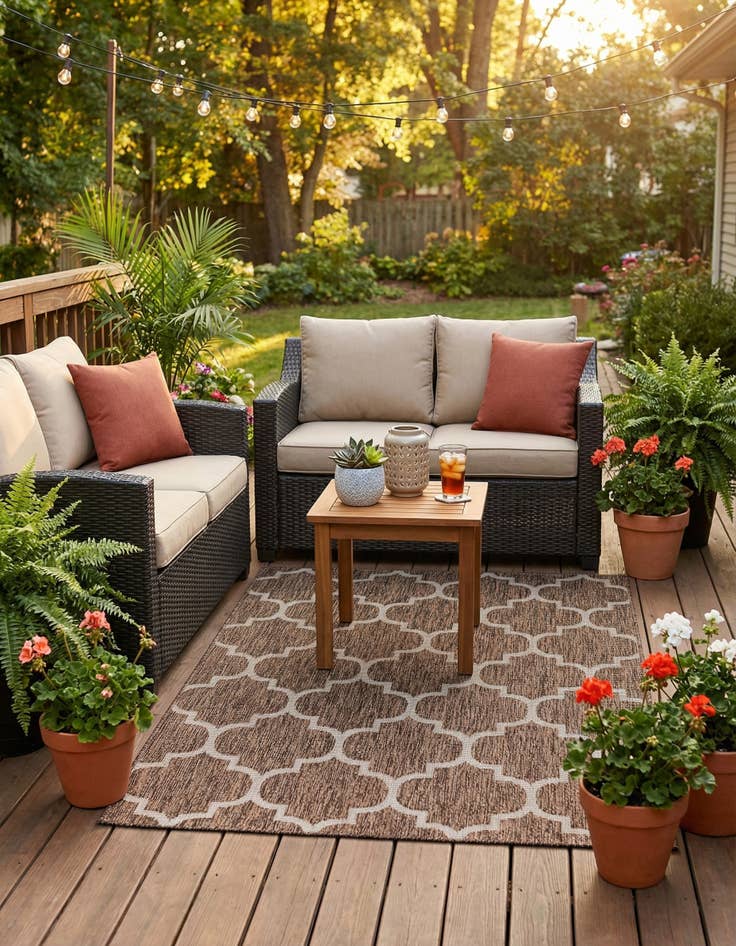 Detail image of 4' x 6'  Washable Trellis Indoor / Outdoor Rug