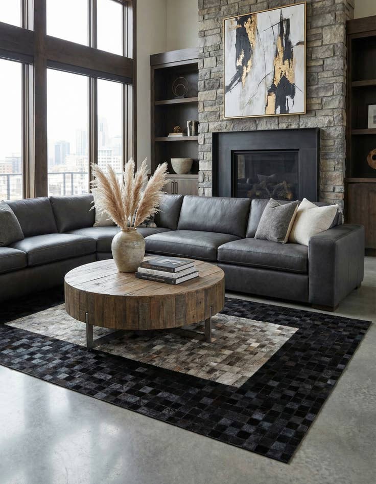 Detail image of 5' x 7' 11 Cowhide - Patchwork Rug