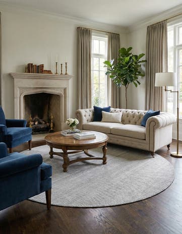 Grey Manor Hand Woven Jill Zarin English Manor Wool Round Rug
