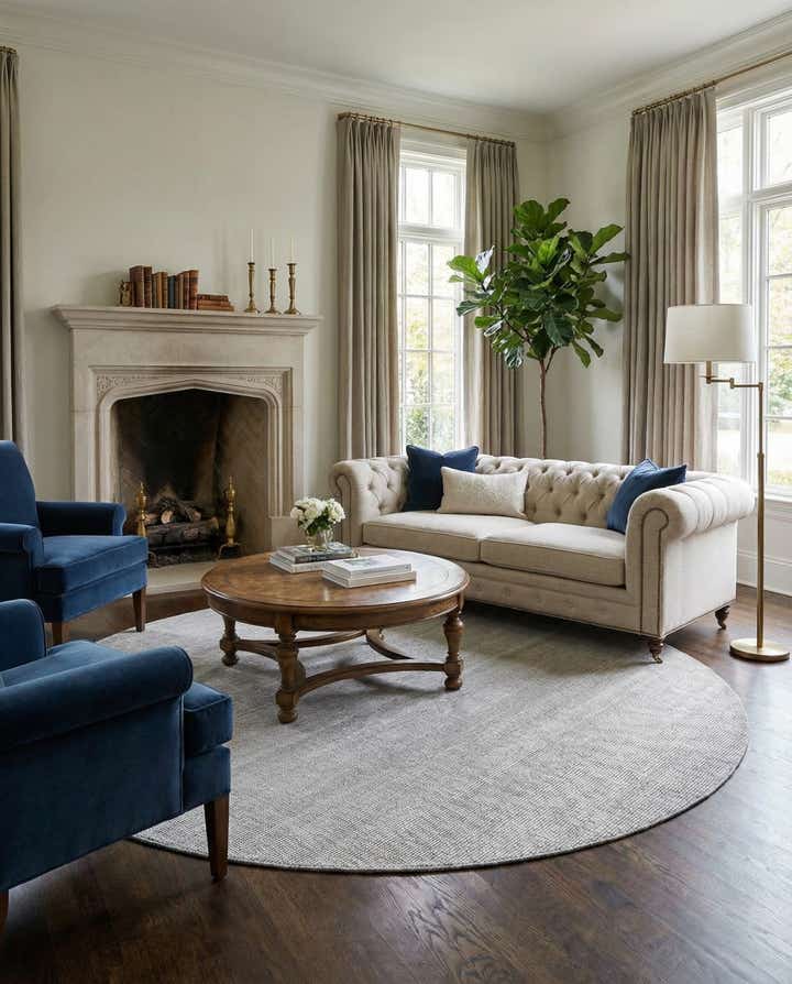 7' 10 x 7' 10 Hand Woven Jill Zarin English Manor Wool Round Rug