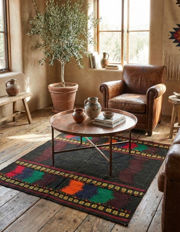 4' x 4' Hand Woven Kilim Fars Wool Square Rug