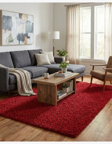 Cherry Red Solid Shag Rug