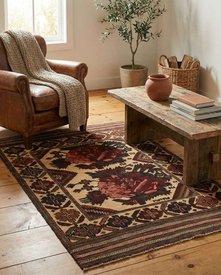 3' 11 x 6' 3 Hand Knotted Sumak Wool Rug