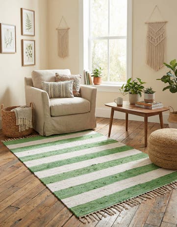 5' 1 x 8' Hand Woven Chindi Rag Rug