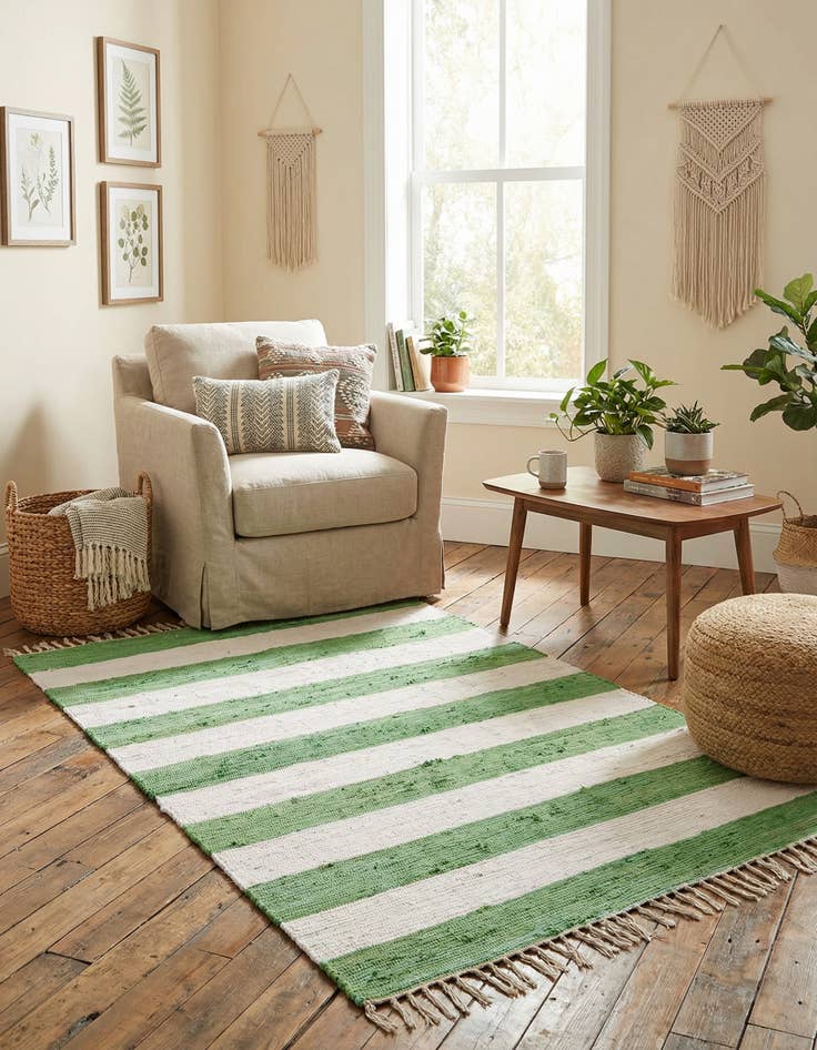 Detail image of  5' 1 x 8'  Hand Woven Chindi Rag Rug