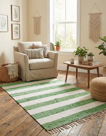 5' 1 x 8' Hand Woven Chindi Rag Rug