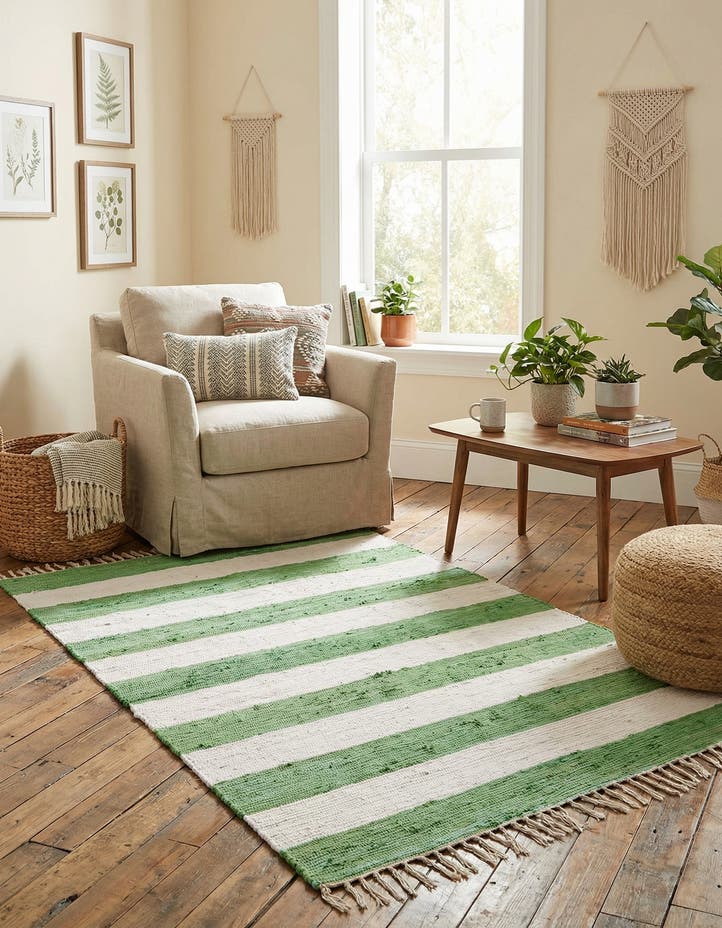 5' 1 x 8' Hand Woven Chindi Rag Rug