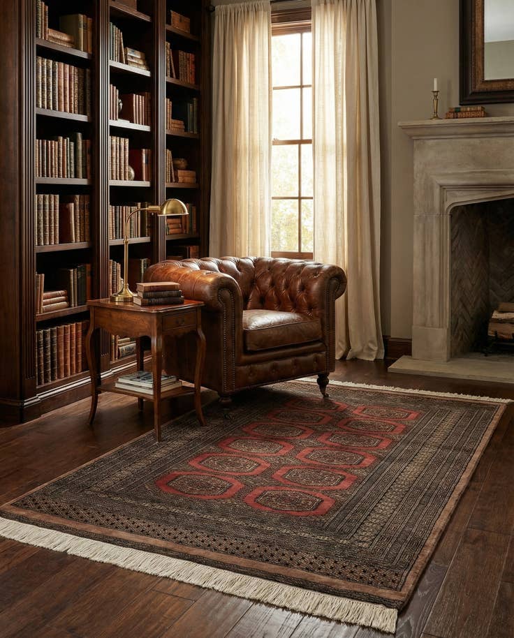 Detail image of 4' 2 x 6' 6 Hand Knotted Bokhara Wool Rug