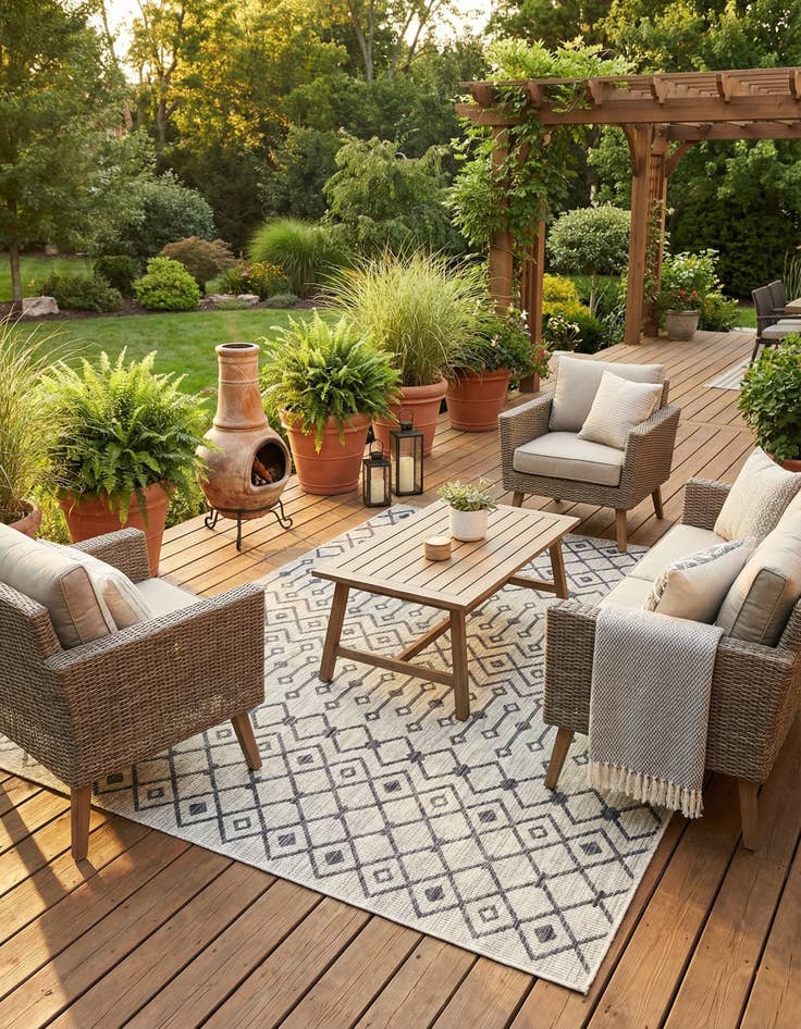 Detail image of  7' x 10'  Washable Lattice Indoor / Outdoor Rug