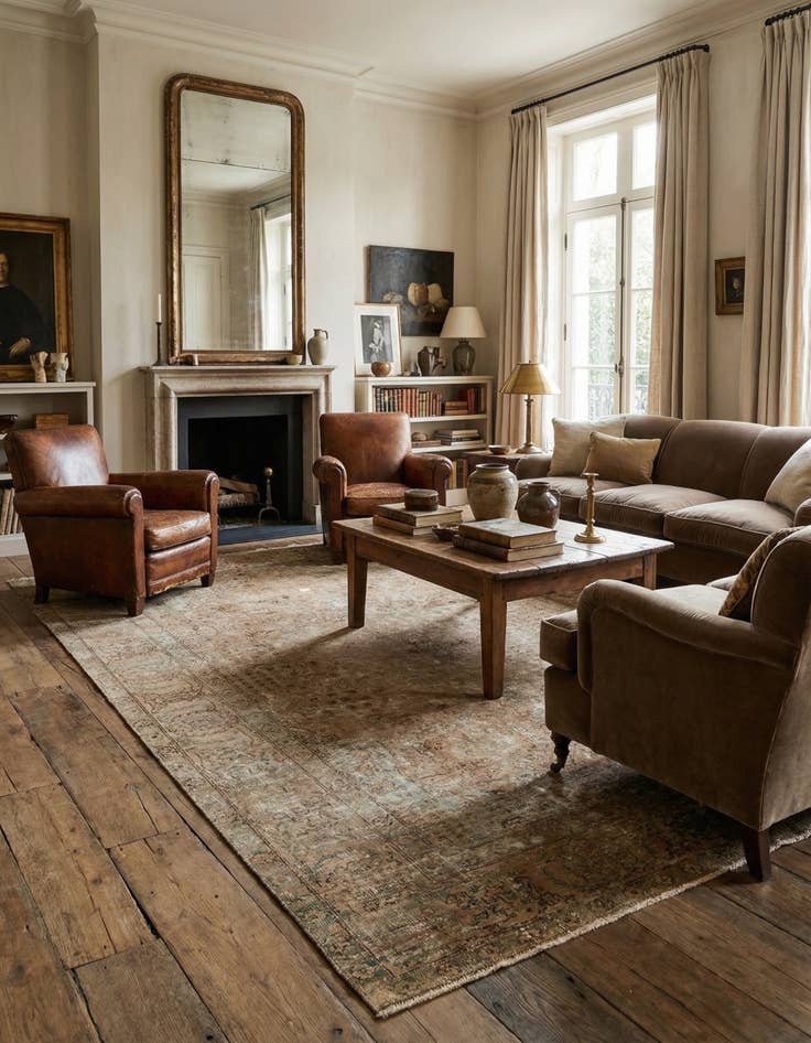 Detail image of  6' 4 x 9'  Hand Knotted Ultra Vintage Persian Wool Rug