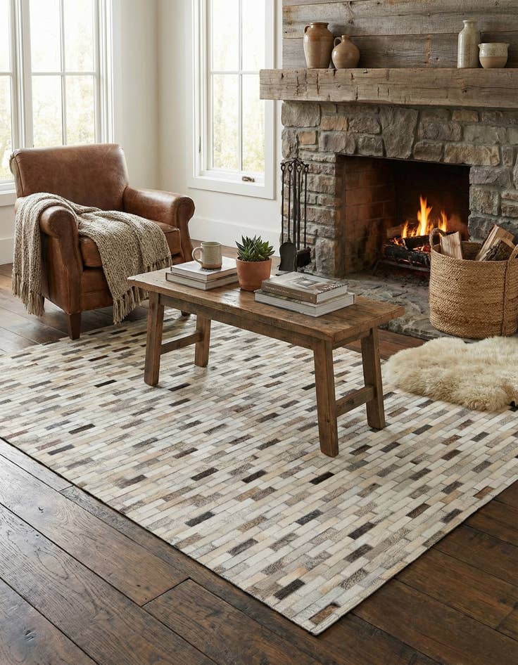 Detail image of 4' x 5' 11 Cowhide Stocks Rug