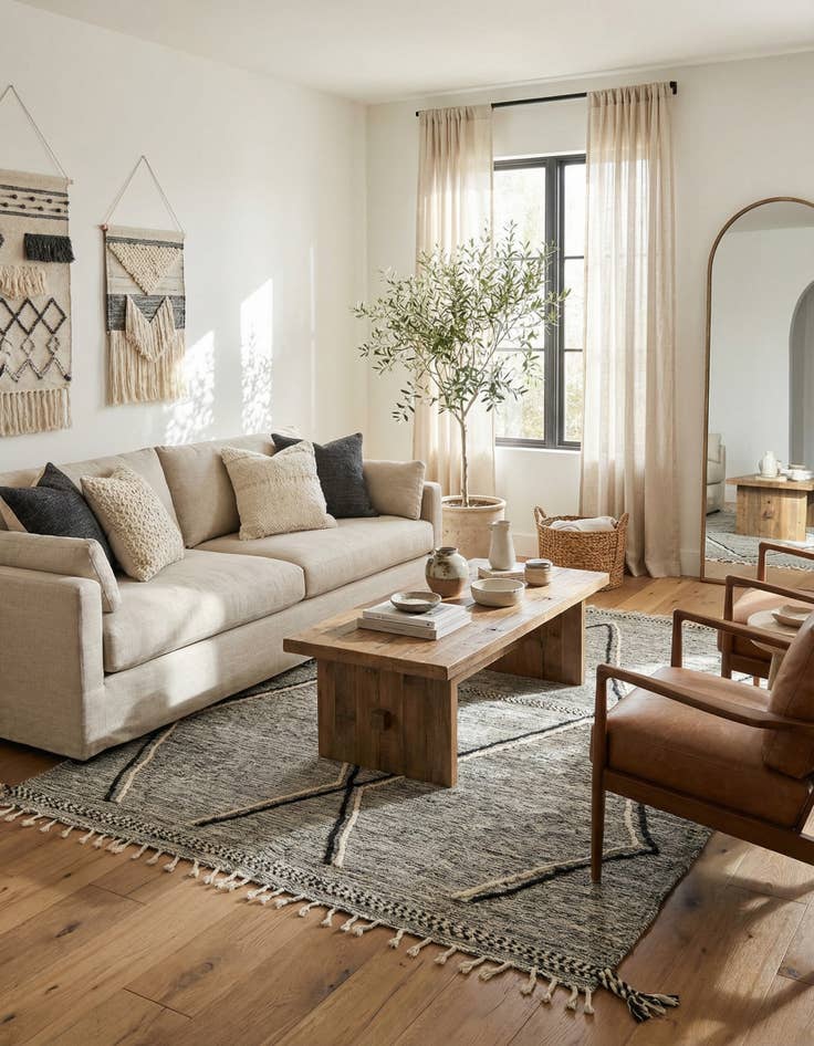 Detail image of 6' 6 x 9' 4  Hand Knotted Moroccan Wool Rug