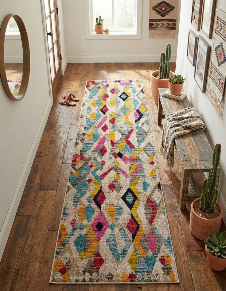 Detail image of 2' 7 x 10'  Washable Santa Fe Runner Rug