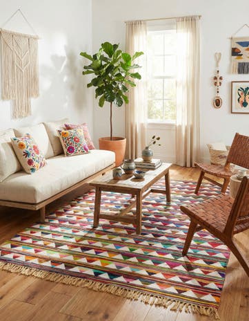 Hand Woven Chindi Trellis Rug