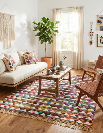 Hand Woven Chindi Trellis Rug