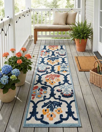 Ivory Easy-Clean Belize Indoor / Outdoor Runner Rug