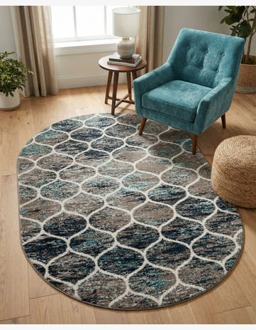 5' 3 x 8' Trellis Frieze Oval Rug
