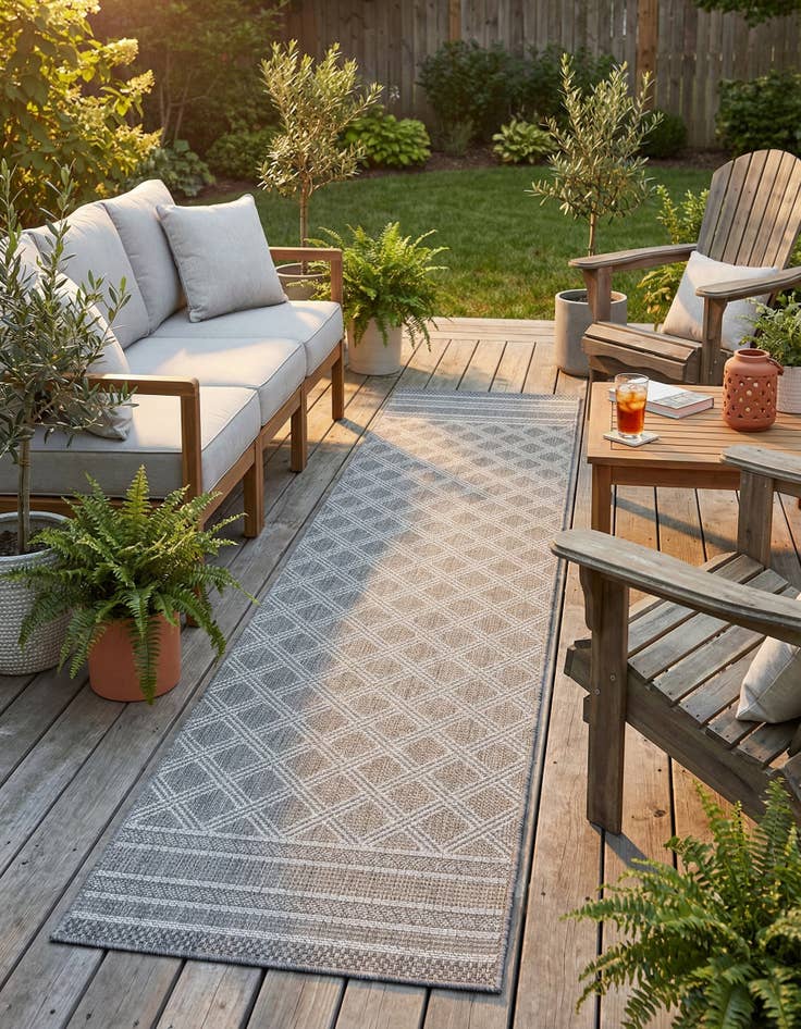 Detail image of 2' x 8' Easy-Clean Trellis Indoor / Outdoor Runner Rug