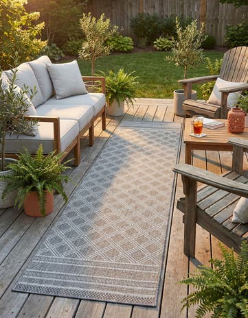2' x 8' Easy-Clean Lattice Indoor / Outdoor Runner Rug