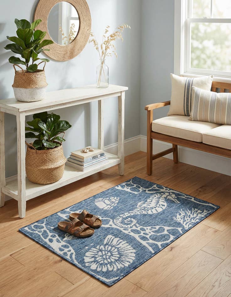 Detail image of  2' x 3'  Washable Coastal Indoor / Outdoor Rug
