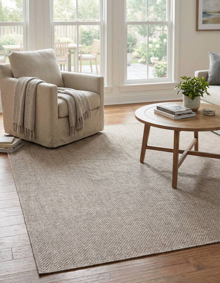 Detail image of 7' 10 x 7' 10  Washable Solid Indoor / Outdoor Square Rug