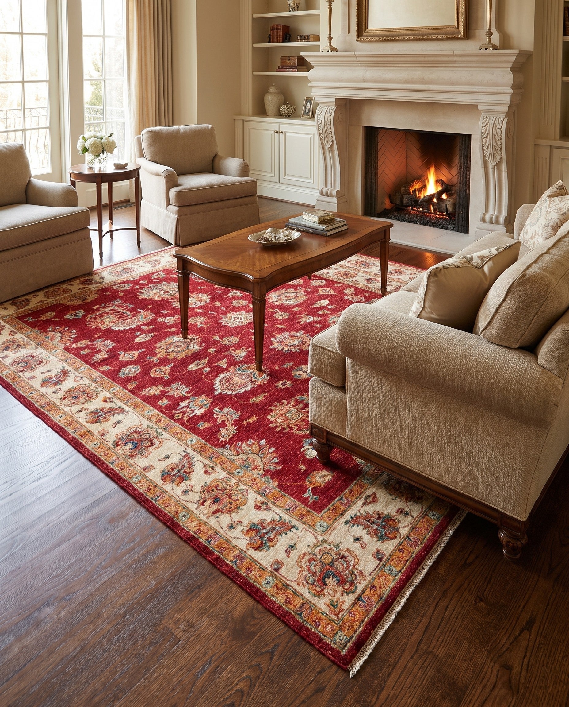 5' 7 x 8' Hand Knotted Ziegler Rug