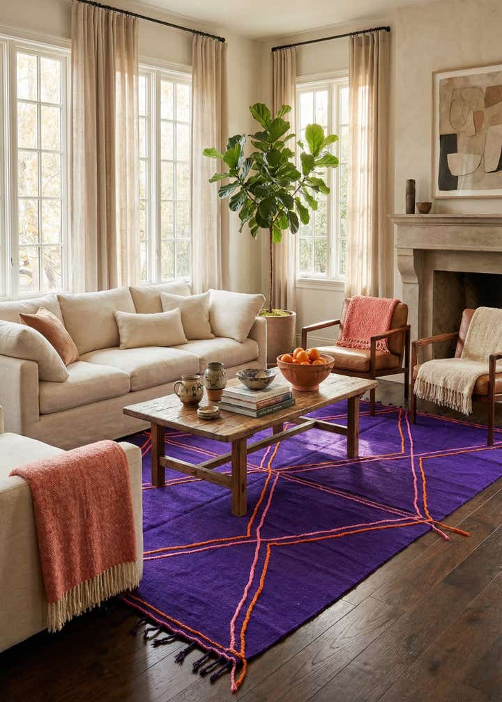 6' 7 x 9' 7 Hand Knotted Moroccan Wool Rug