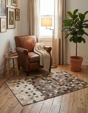 2' x 3' Cowhide Leather Rug