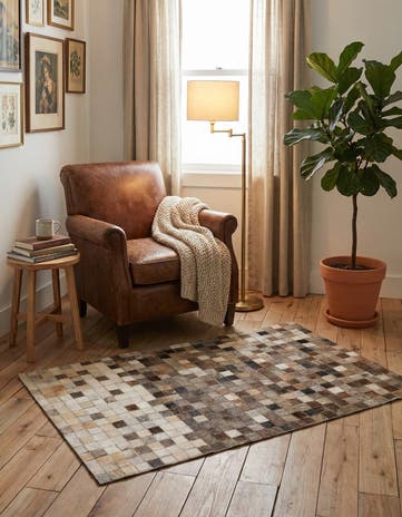 2' x 3' Cowhide Leather Rug