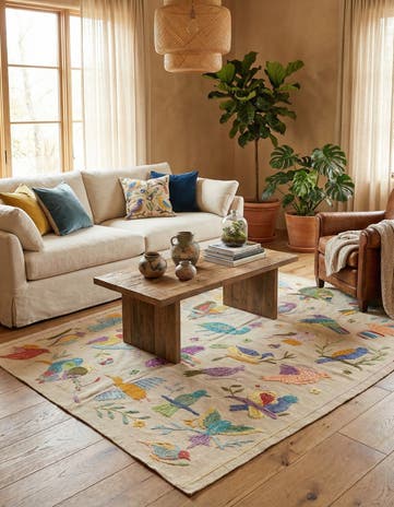 5' 2 x 6' 2 Hand Woven Kilim Suzani Wool Rug