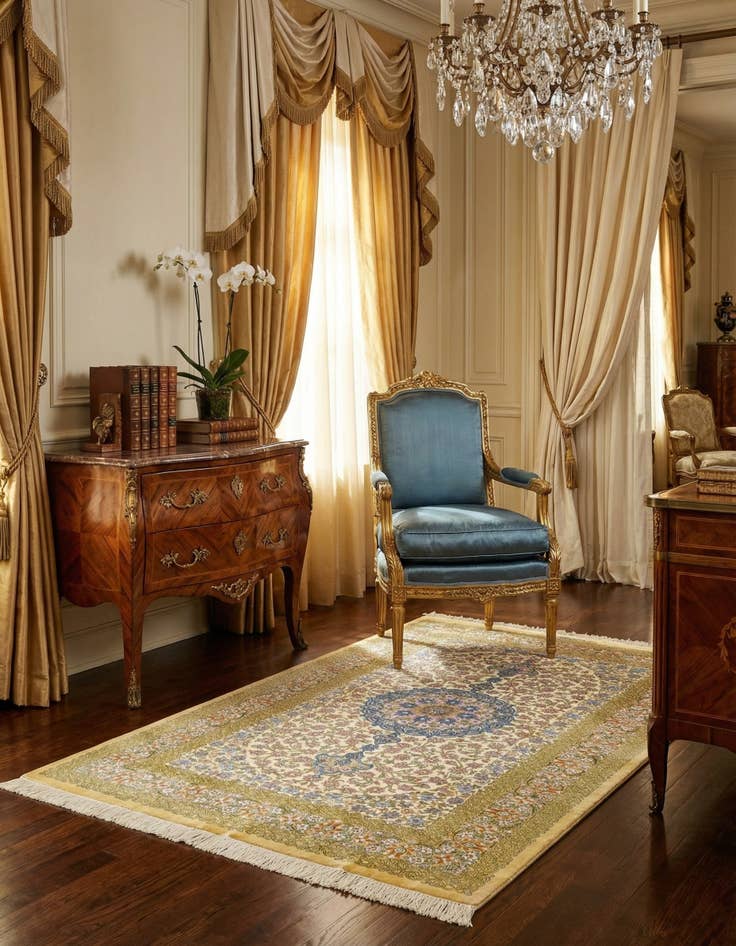 Detail image of 2' 7 x 4' Ghom Silk Rug