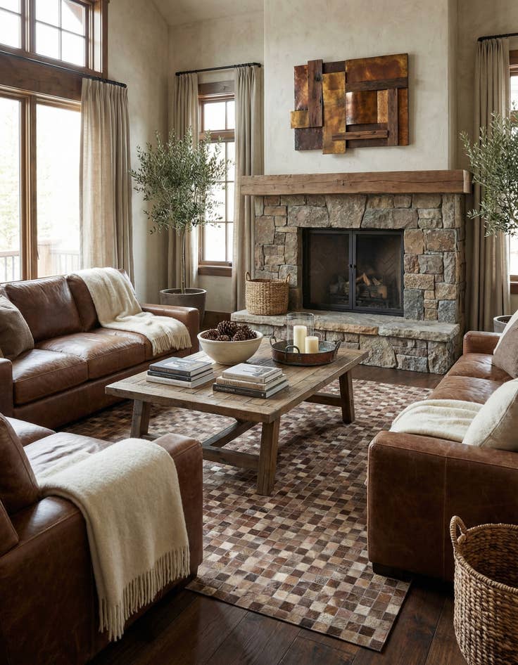 Detail image of 5' x 7' 10 Cowhide Leather Rug