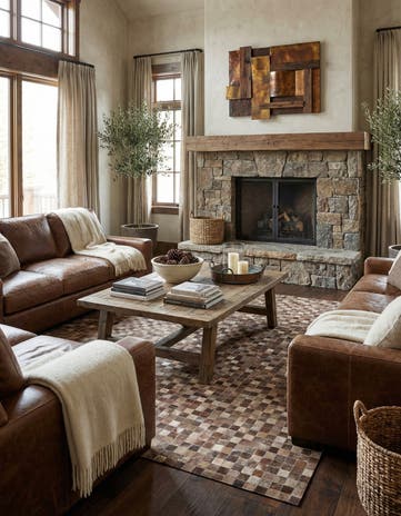 5' x 7' 10 Cowhide Leather Rug