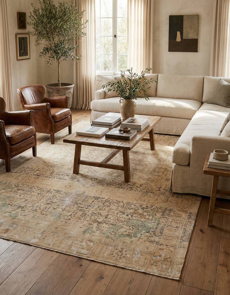 Detail image of 9' 5 x 12' 6  Hand Knotted Ultra Vintage Persian Wool Rug