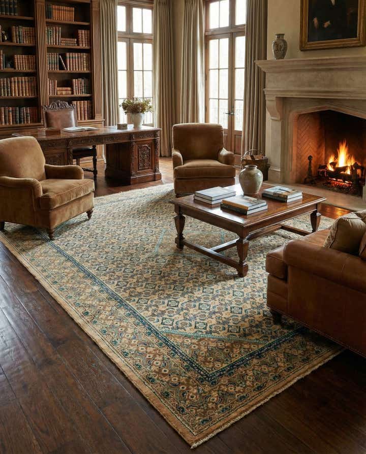 9' 10 x 13' 5 Hand Knotted Farahan Persian Wool Rug