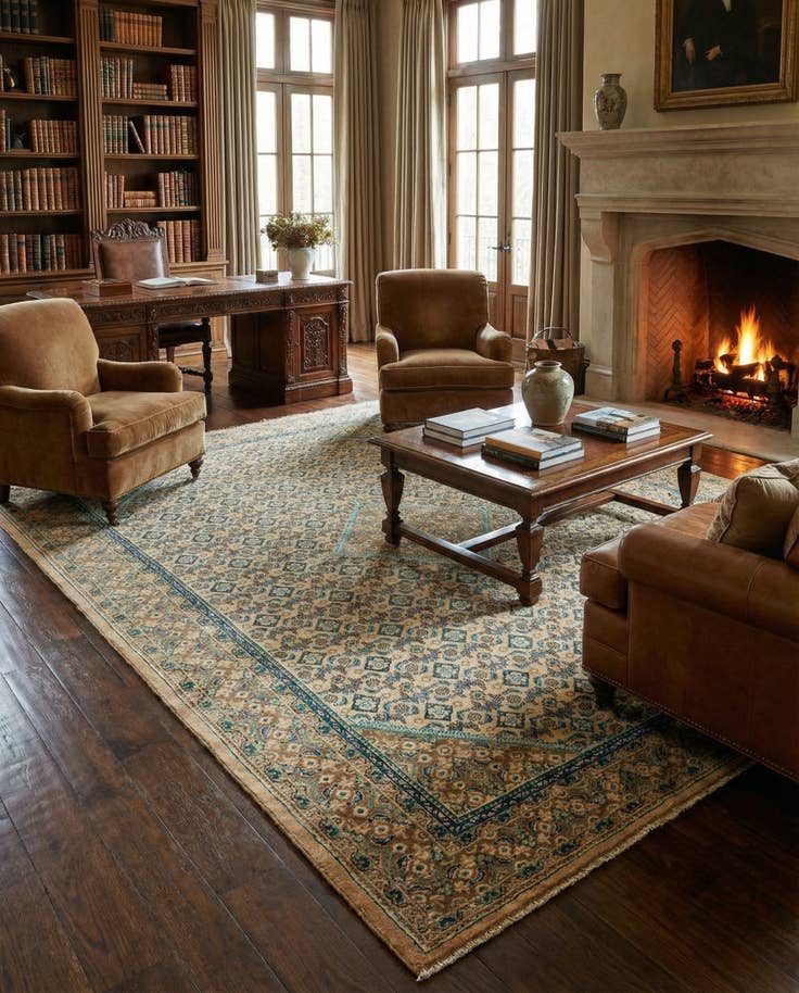 Detail image of 9' 10 x 13' 5 Hand Knotted Farahan Persian Wool Rug