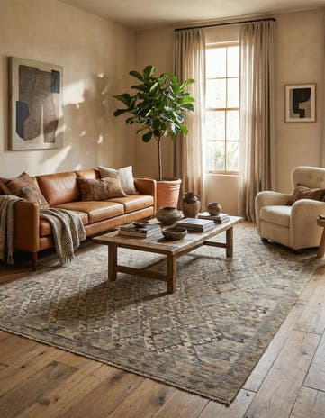 6' 9 x 9' 8 Hand Woven Kilim Maymana Wool Rug